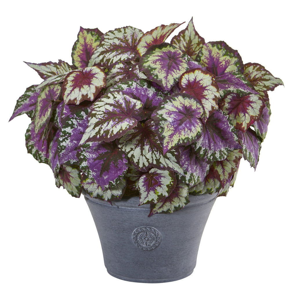 22” Begonia Artificial Plant in Gray Planter