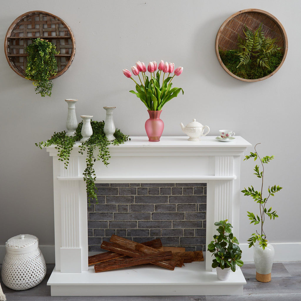 22” Dutch Tulip Artificial Arrangement in Rose Colored Vase