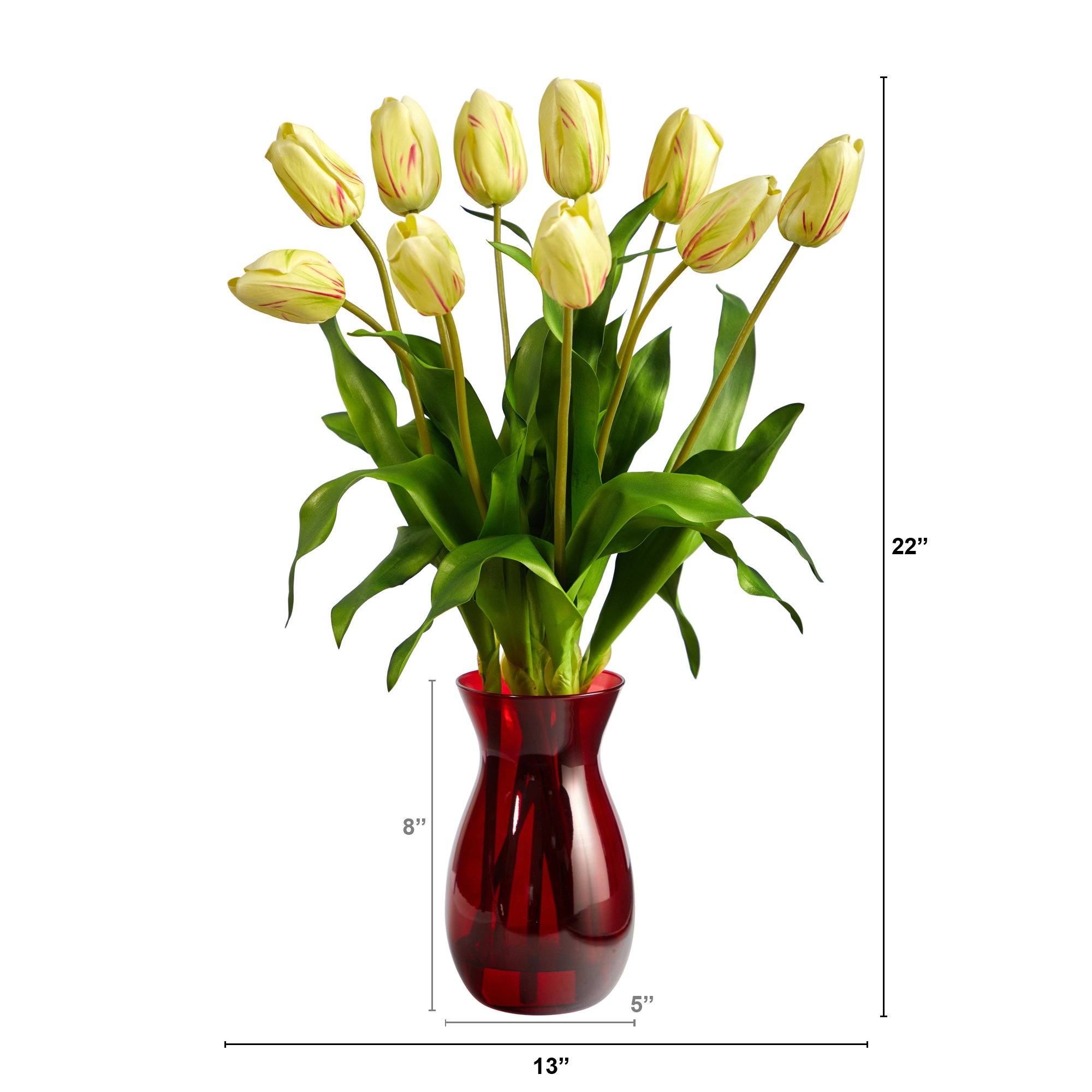 22” Dutch Tulip Artificial Arrangement in Ruby Vase