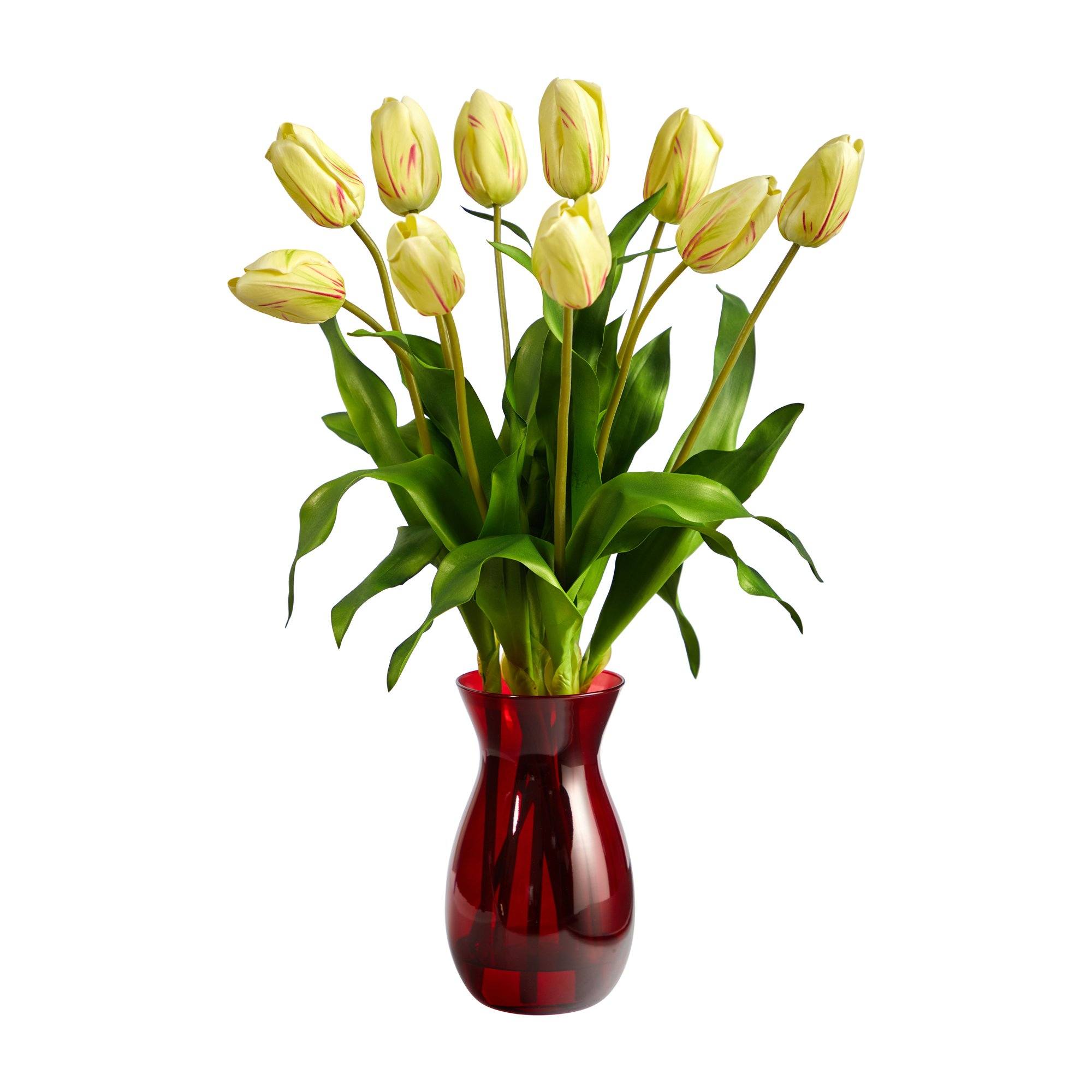 22” Dutch Tulip Artificial Arrangement in Ruby Vase