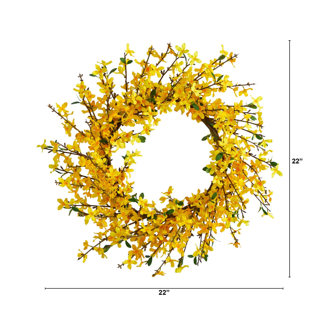 22” Forsythia Artificial Wreath