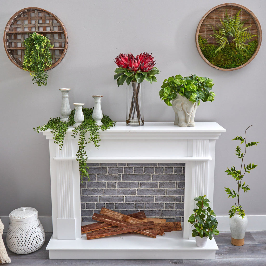 22” King Protea Artificial Arrangement in Glass Vase