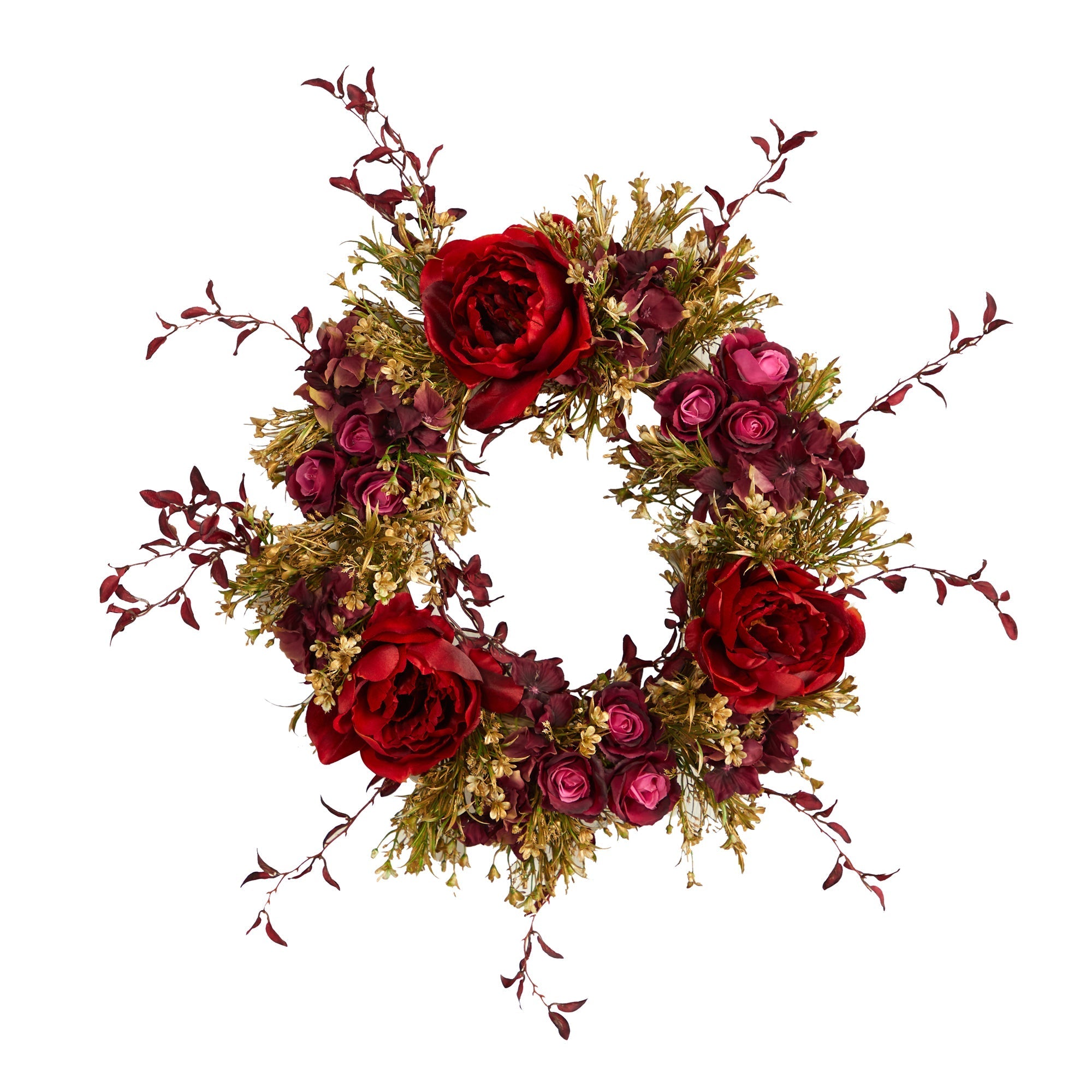 22” Peony and Rose Artificial Wreath