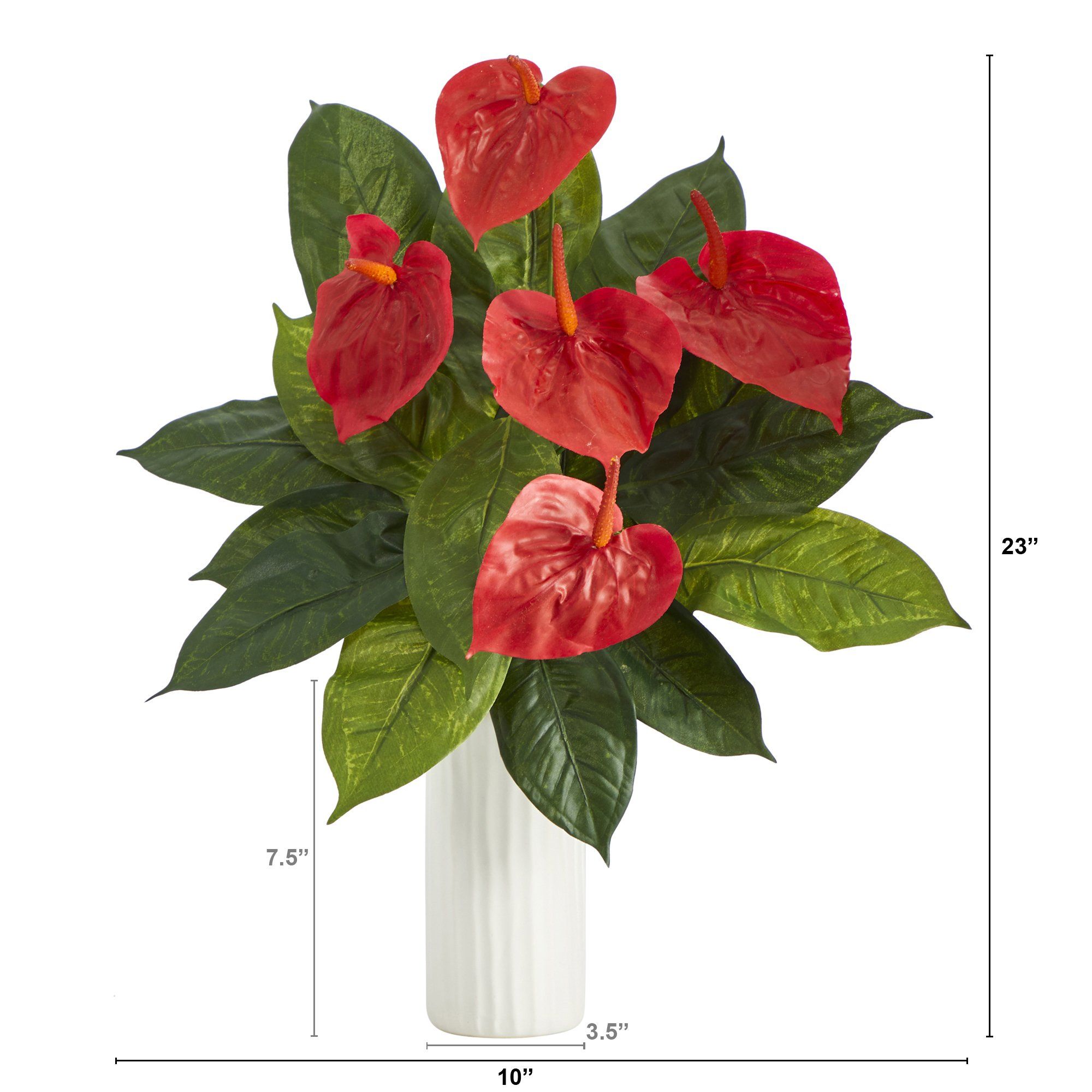 23” Anthurium Artificial Plant Artificial Plant in White Planter