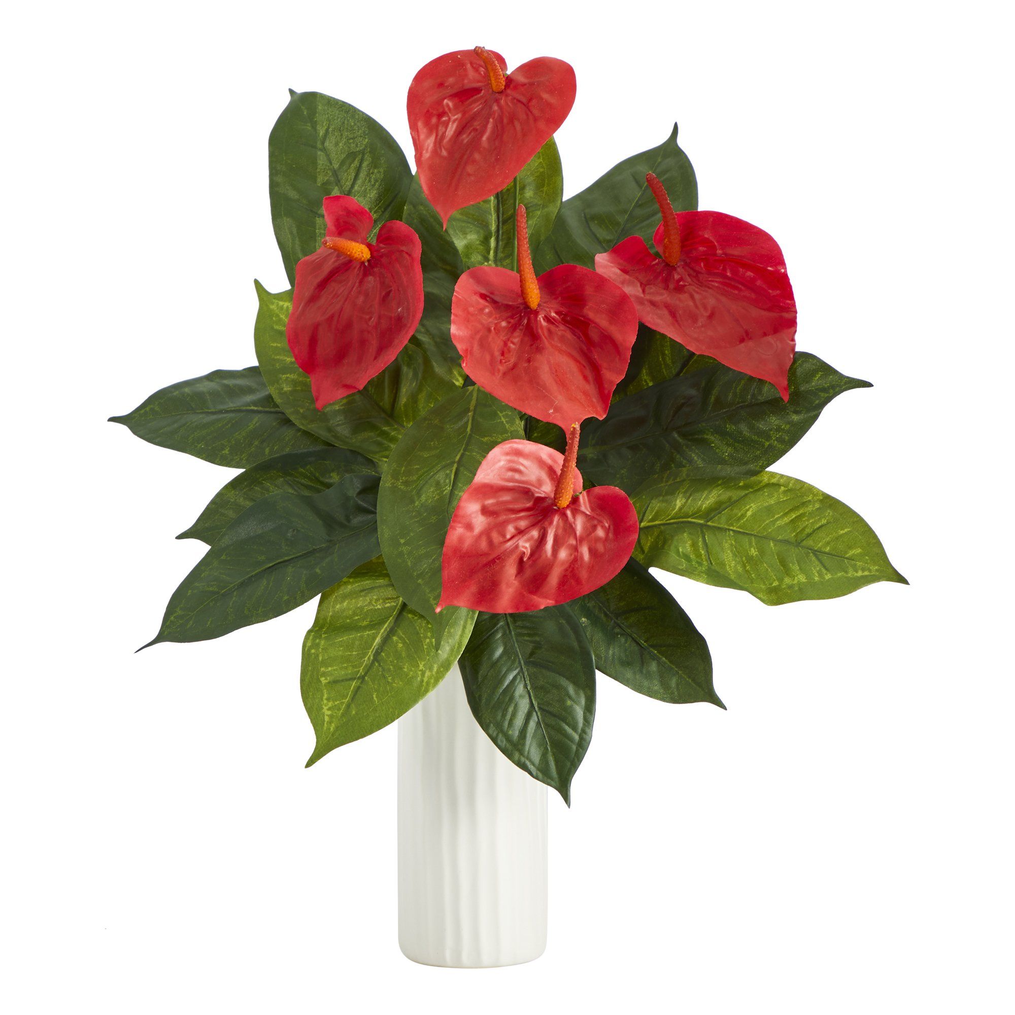 23” Anthurium Artificial Plant Artificial Plant in White Planter