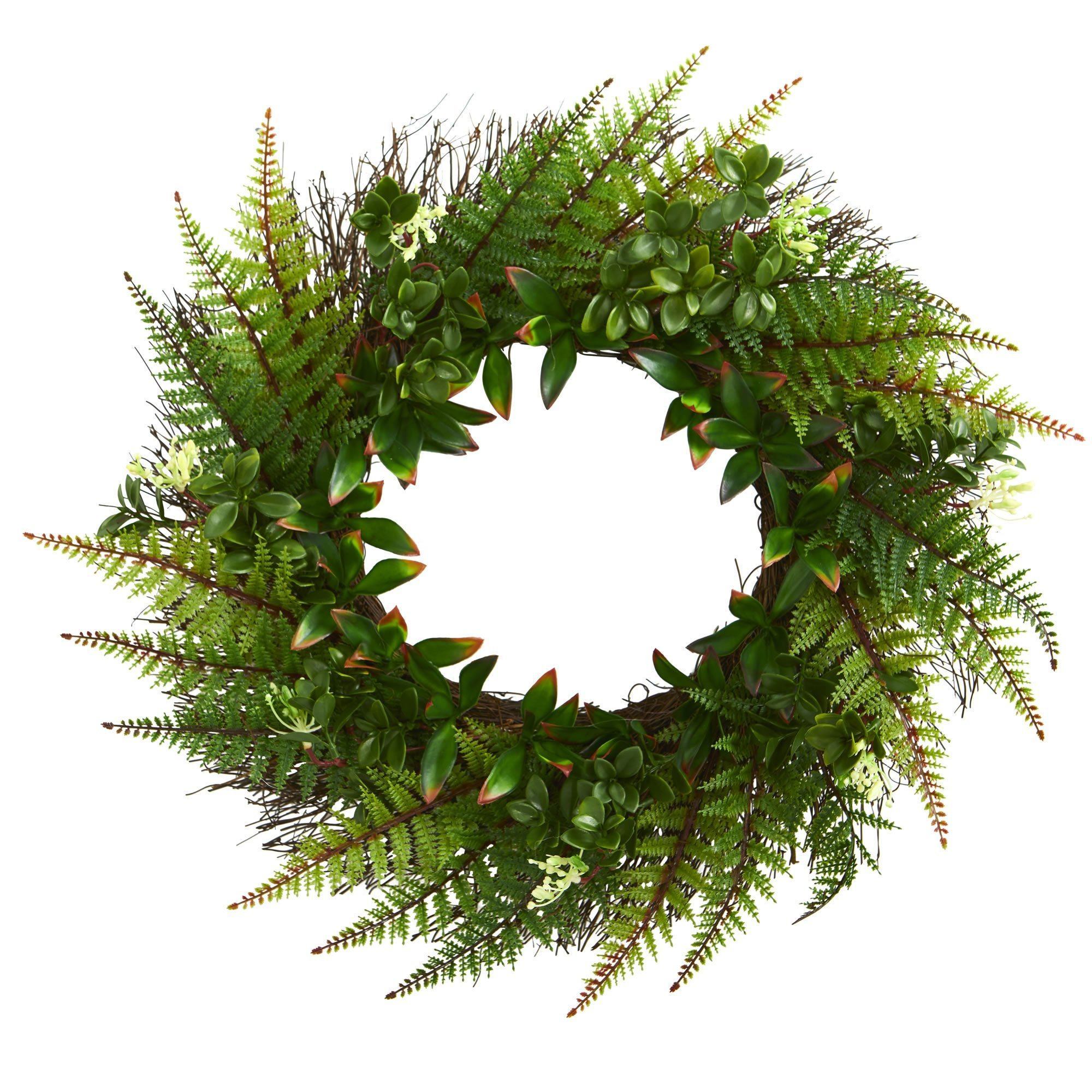 23” Assorted Fern Wreath UV Resistant (Indoor/Outdoor)