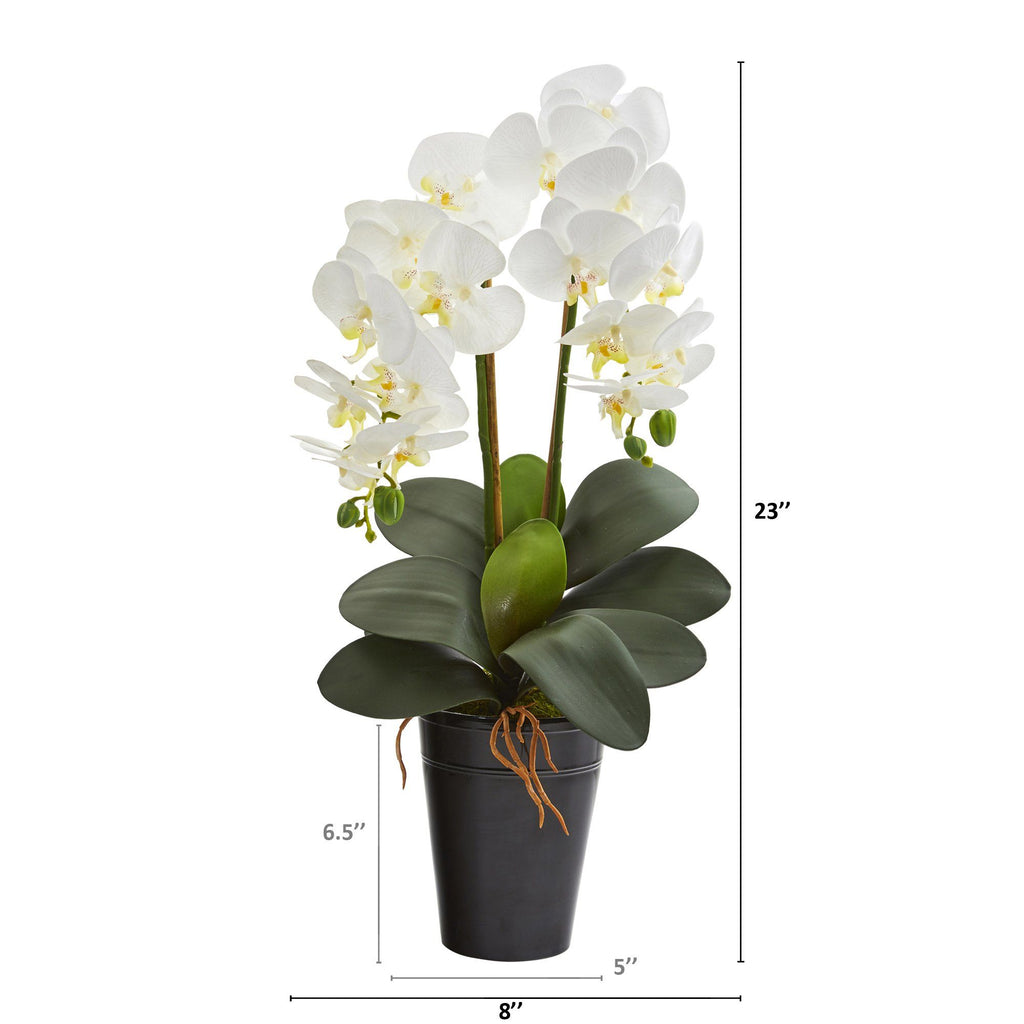 23” Double Phalaenopsis Orchid Artificial Arrangement in Vase