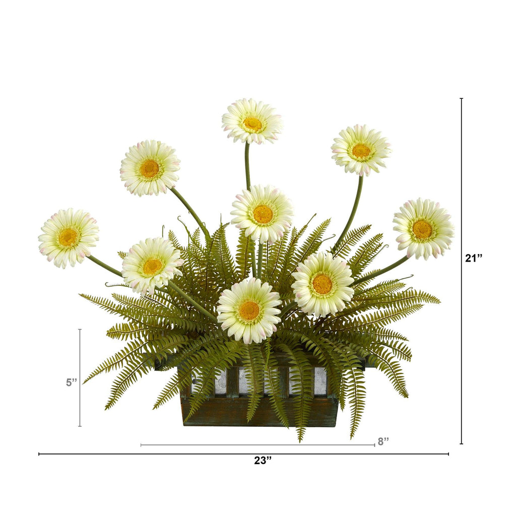23” Gerber Daisy and Fern Artificial Arrangement in Vase