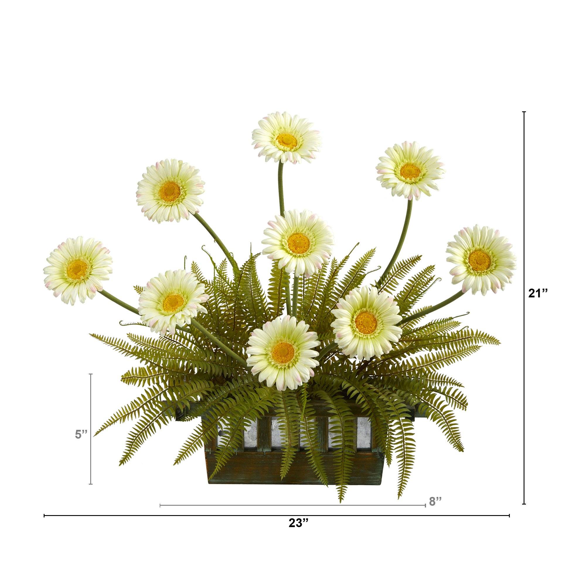 23” Gerber Daisy and Fern Artificial Arrangement in Vase