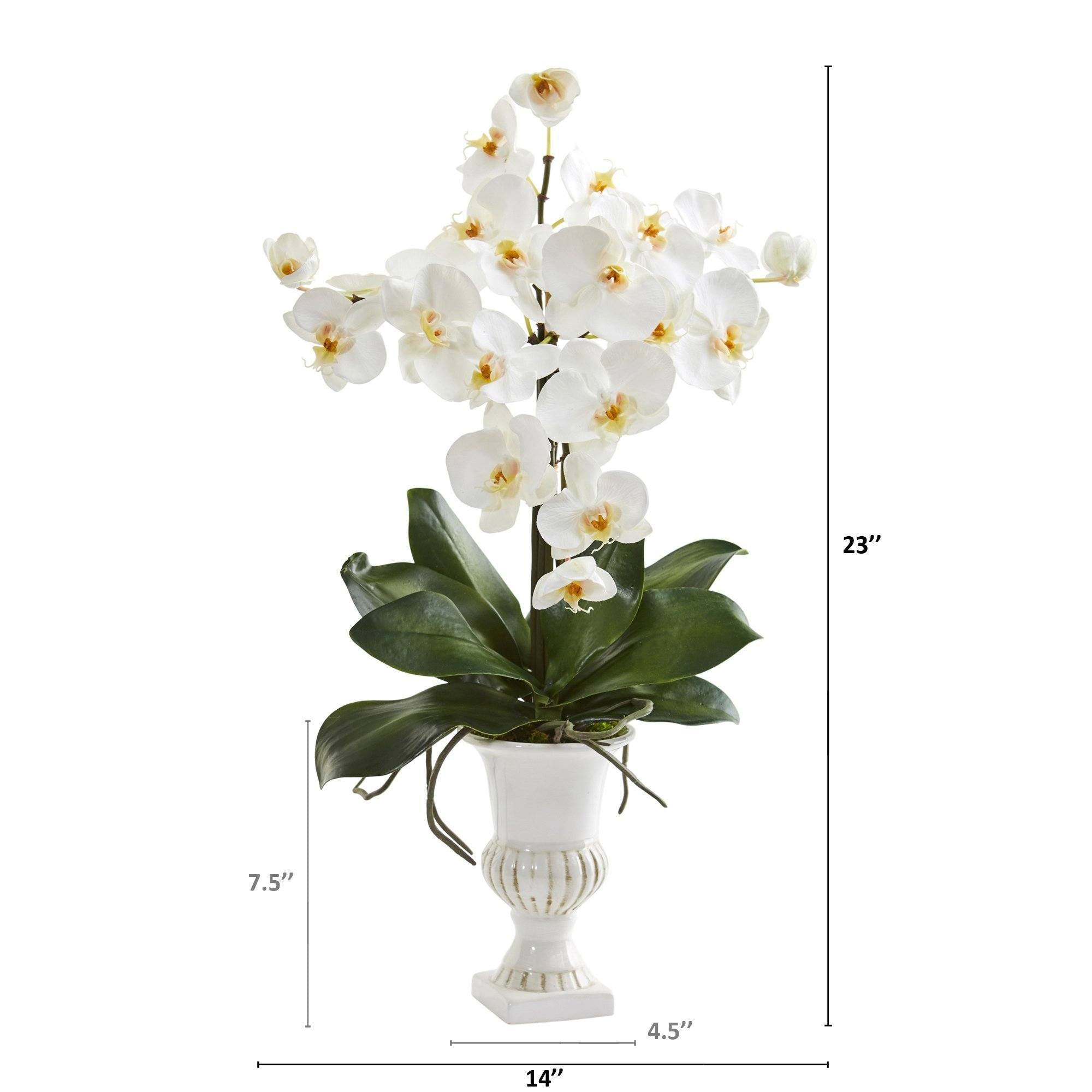 23” Phalaenopsis Orchid Artificial Arrangement in White Urn