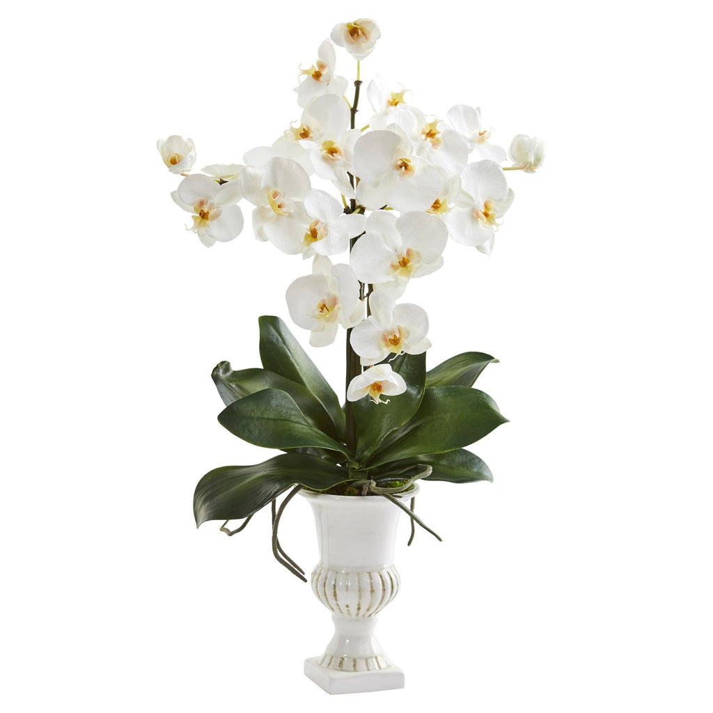 23” Phalaenopsis Orchid Artificial Arrangement in White Urn