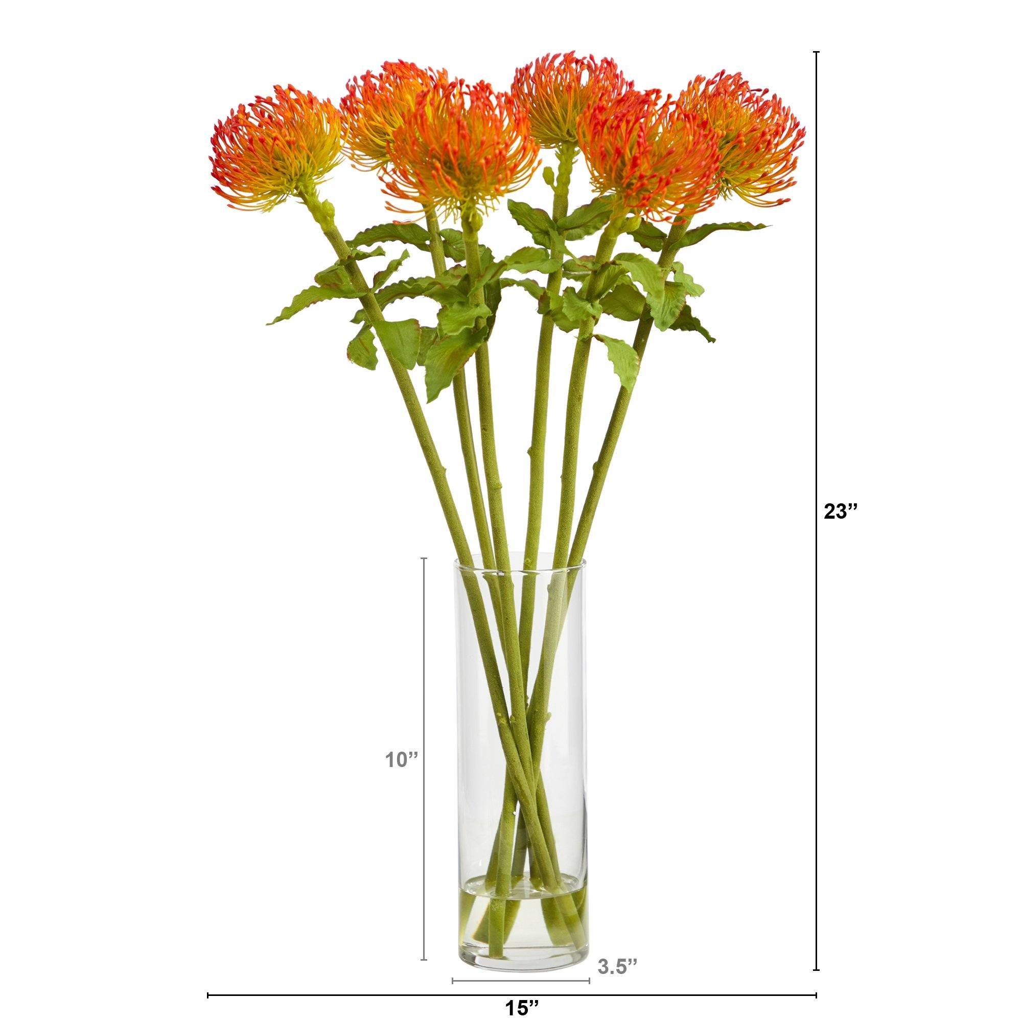 23” Pincushion Artificial Arrangement in Glass Vase