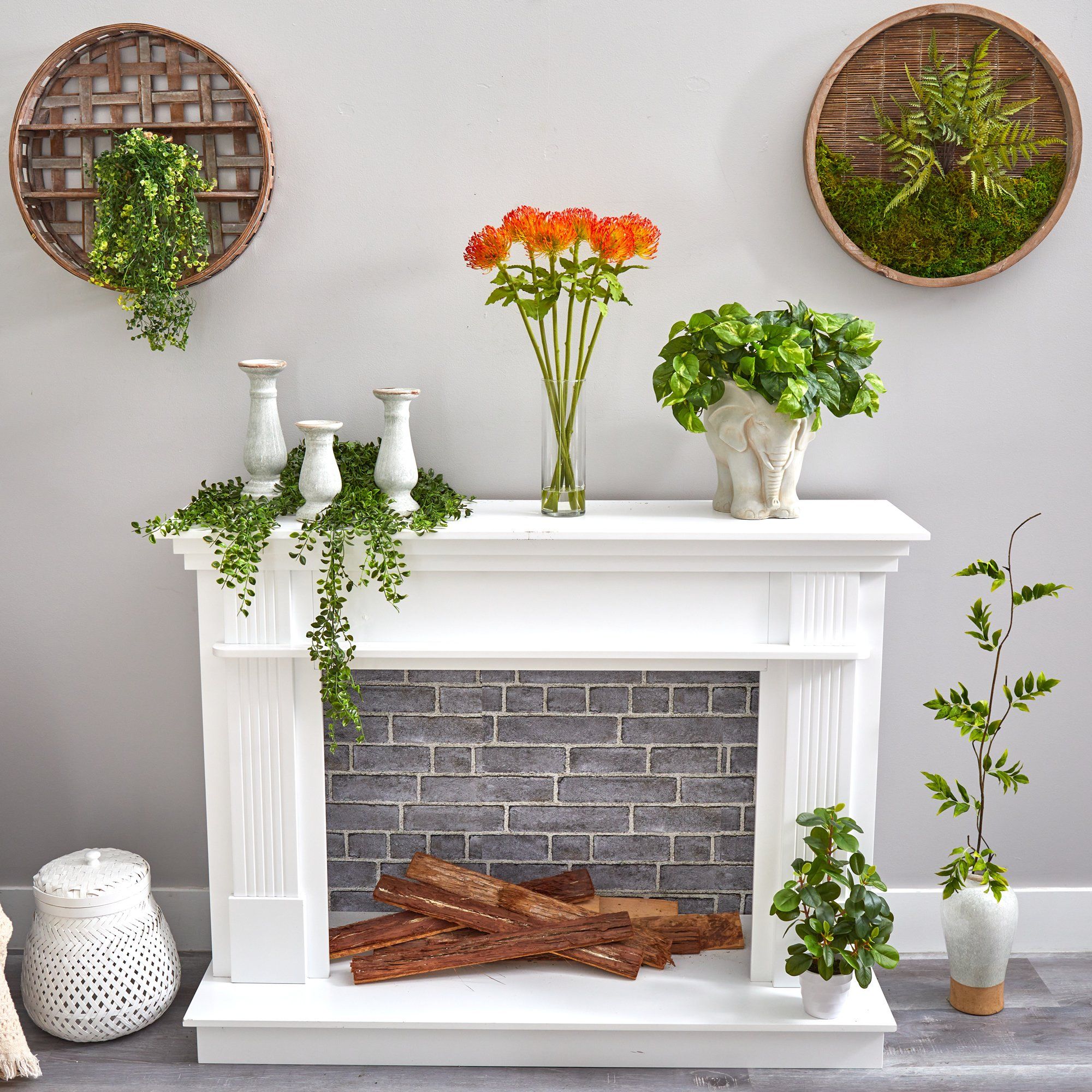 23” Pincushion Artificial Arrangement in Glass Vase