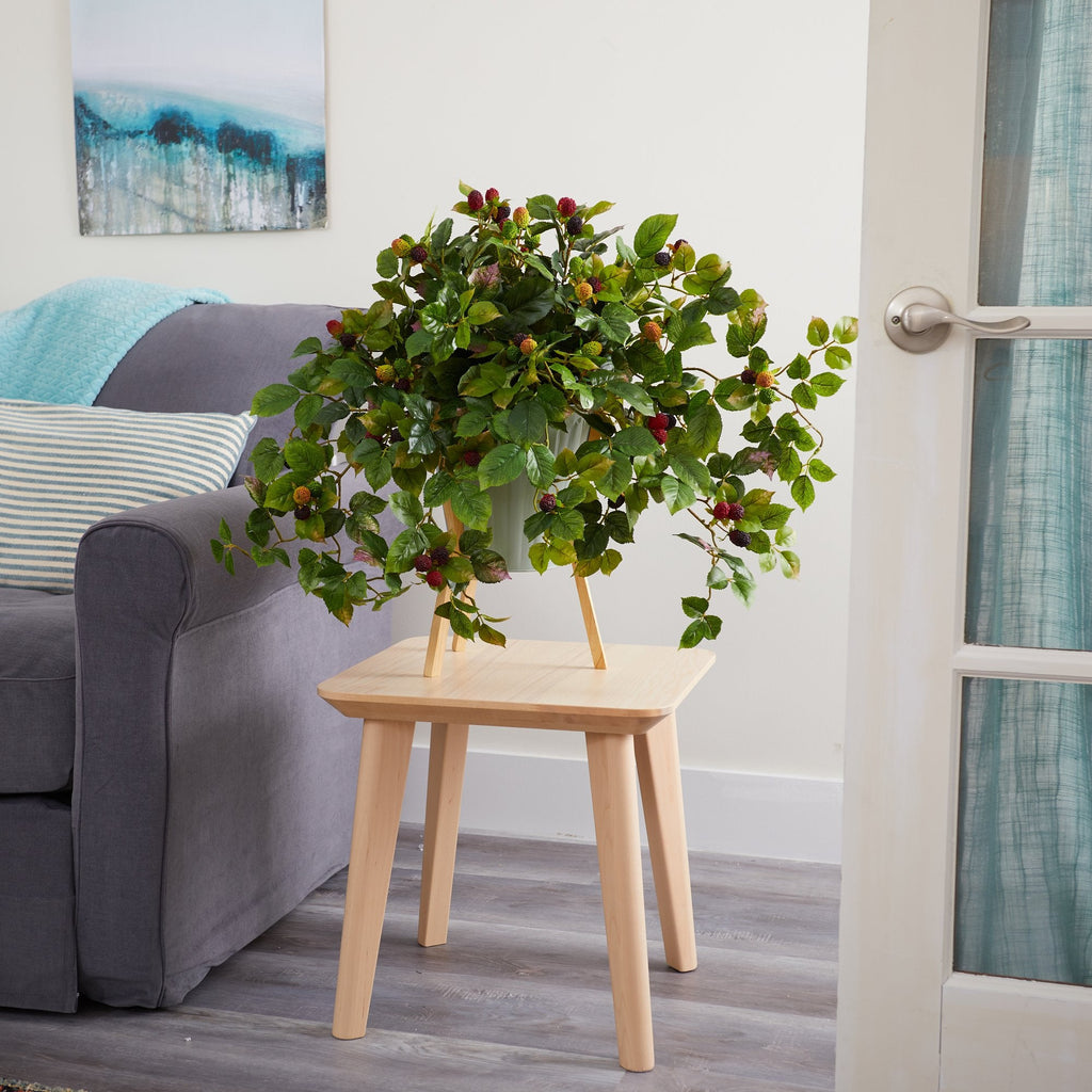 23” Raspberry Artificial Plant in Green Planter with Stand