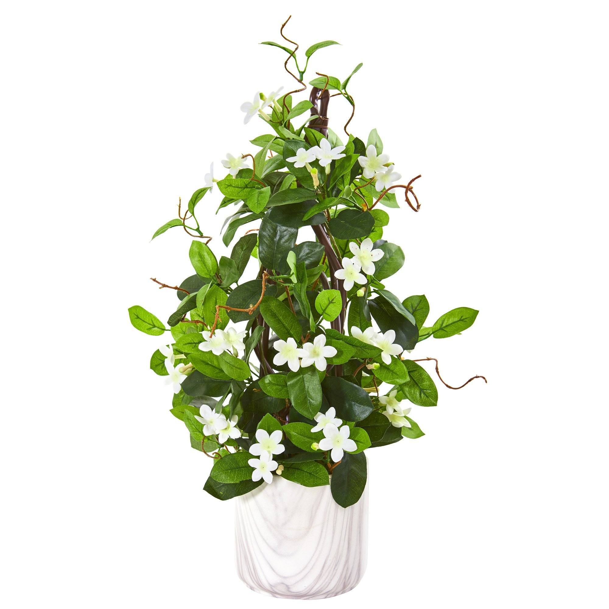 23” Stephanotis Artificial Climbing Plant in Marble Vase