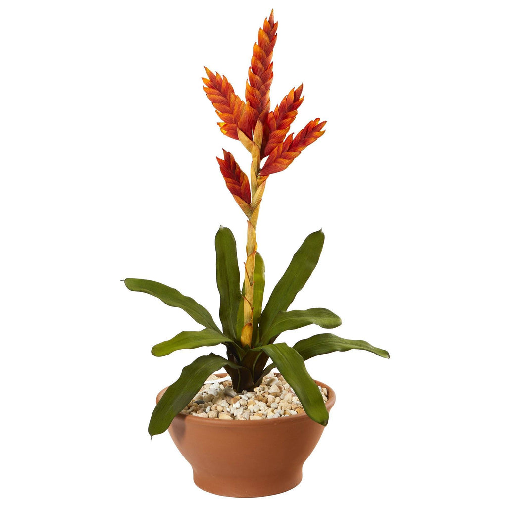23” Tropical Bromeliad Artificial Plant in Terracotta Planter
