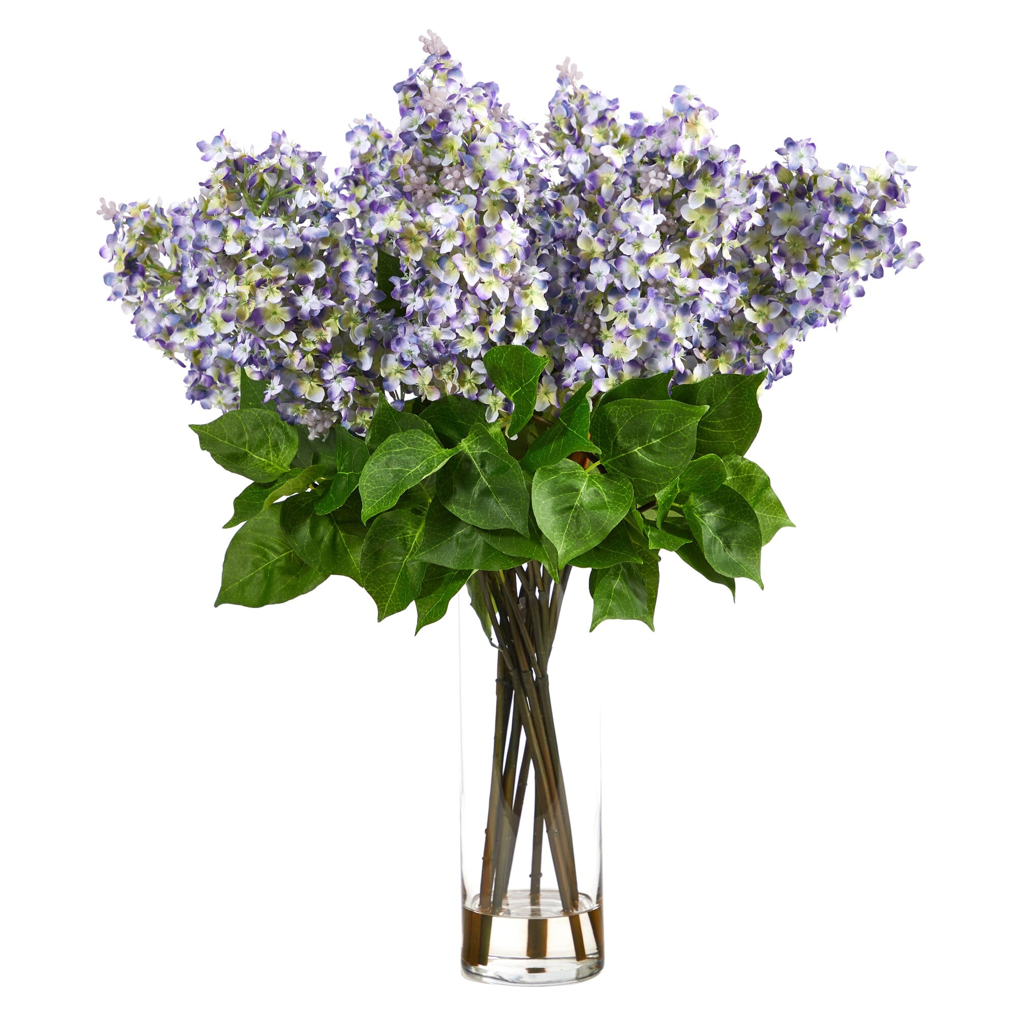 24” Artificial Lilac  Arrangement with  Cylinder Glass Vase
