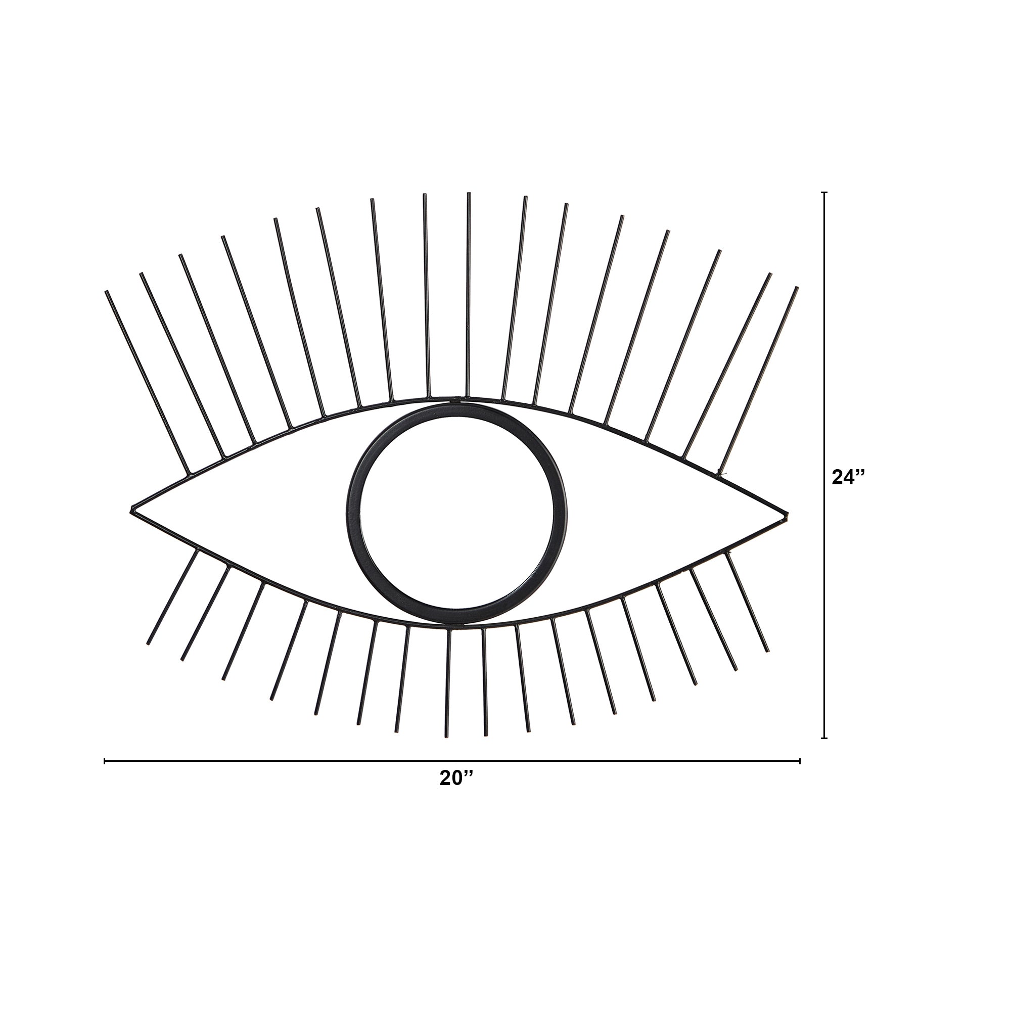 24” Black Metal Eye Wall Mirror