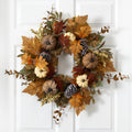 24” Fall Pumpkins, Pine Cones and Berries Artificial Wreath