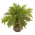 24” Hares Foot Fern Artificial Plant in Vase (Real Touch)