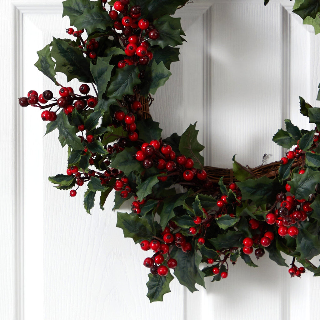 24" Holly Berry Wreath"
