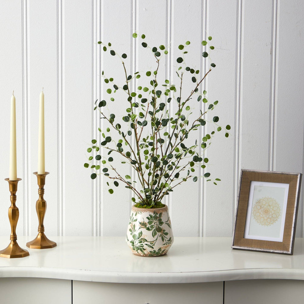 24” Night Willow Artificial Plant in Floral Planter