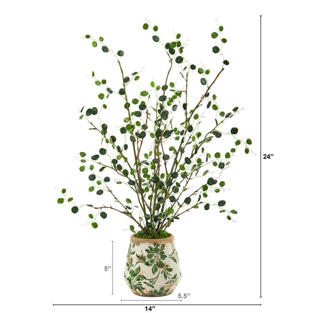 24” Night Willow Artificial Plant in Floral Planter