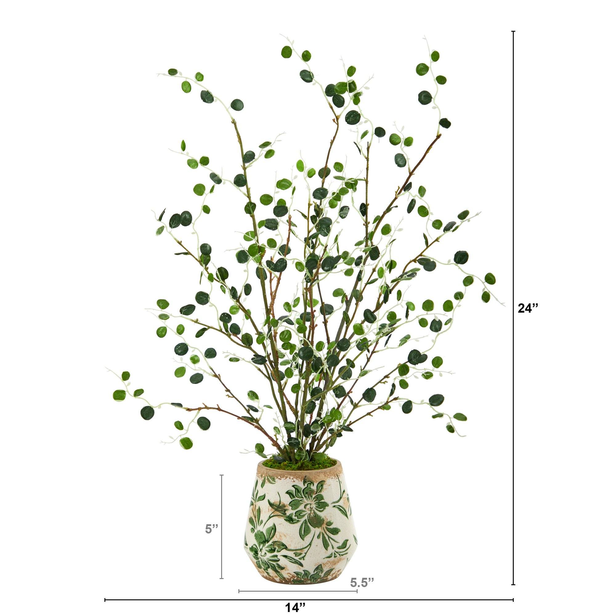 24” Night Willow Artificial Plant in Floral Planter