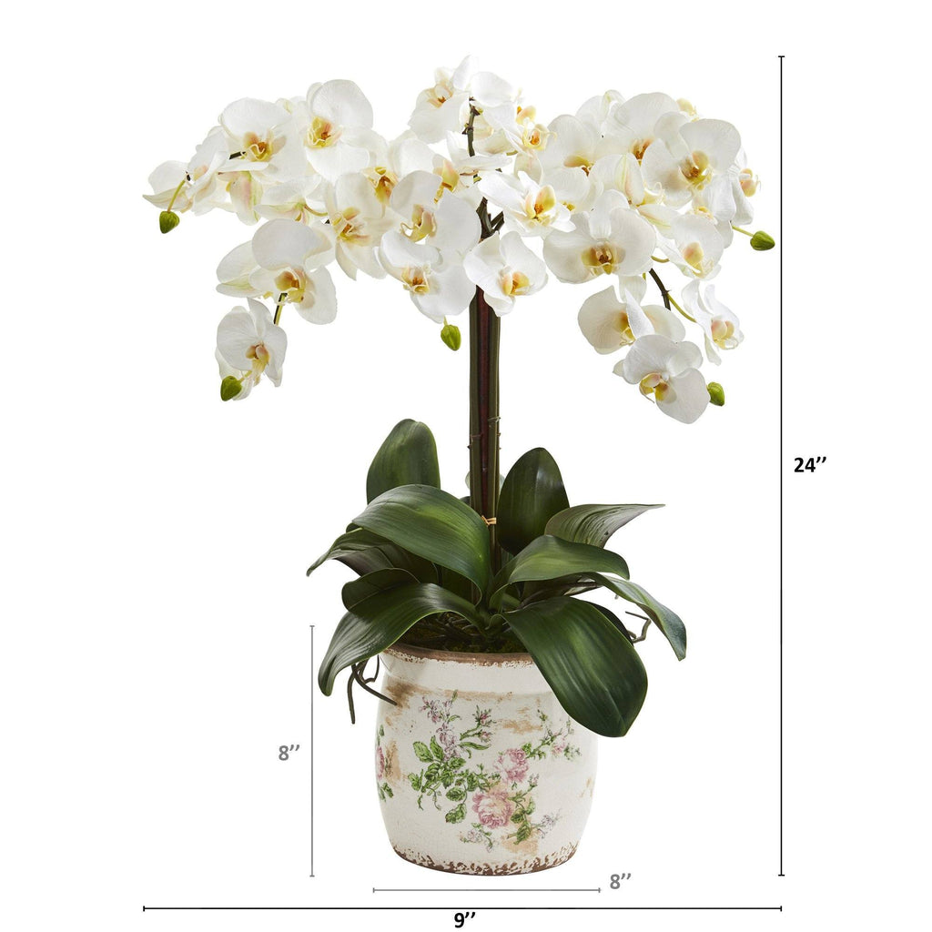 24” Phalaenopsis Orchid Artificial Arrangement in Floral Vase