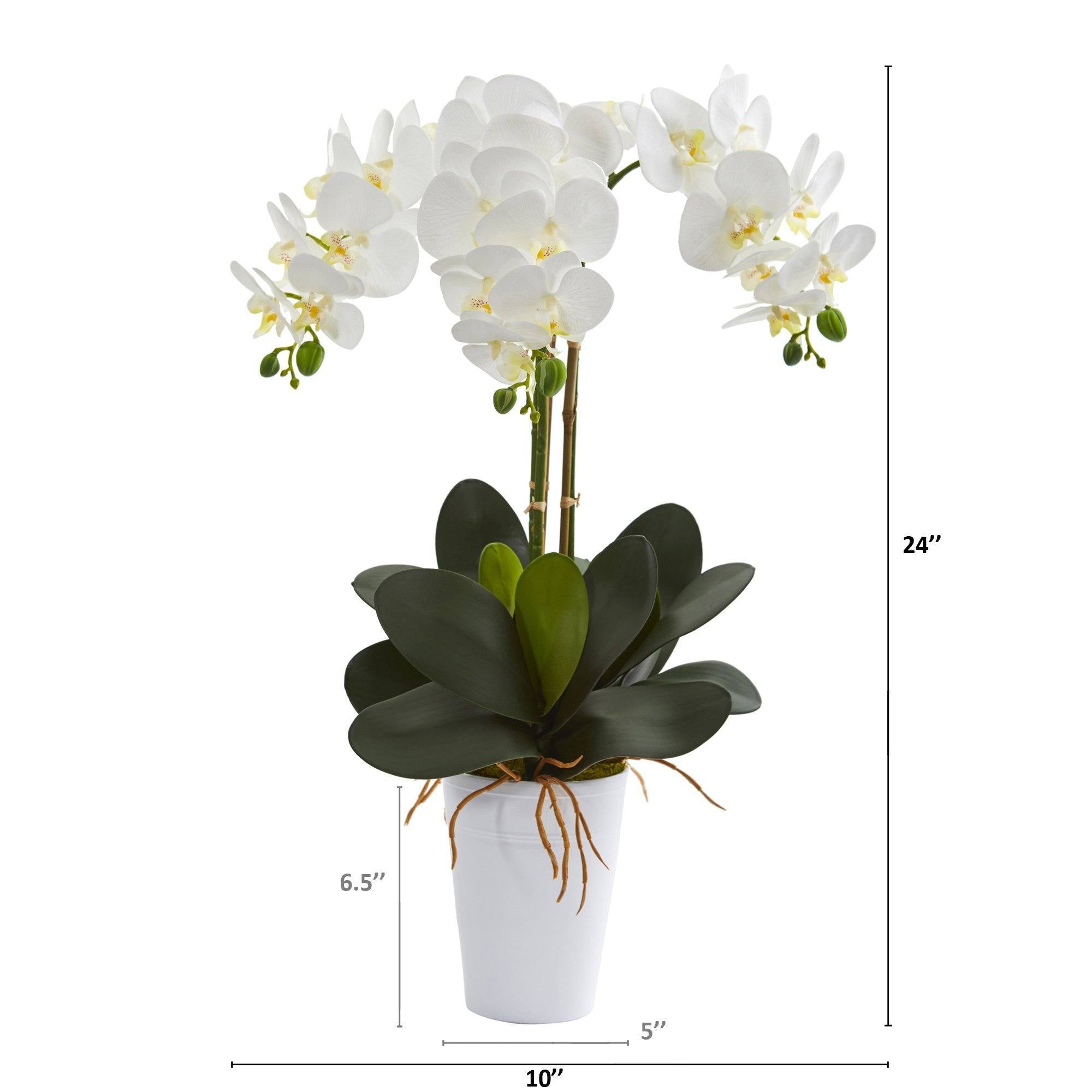 24” Phalaenopsis Orchid Artificial Arrangement in White Vase