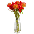24” Pincushion and Star Bromeliad Artificial Arrangement in Glass Vase