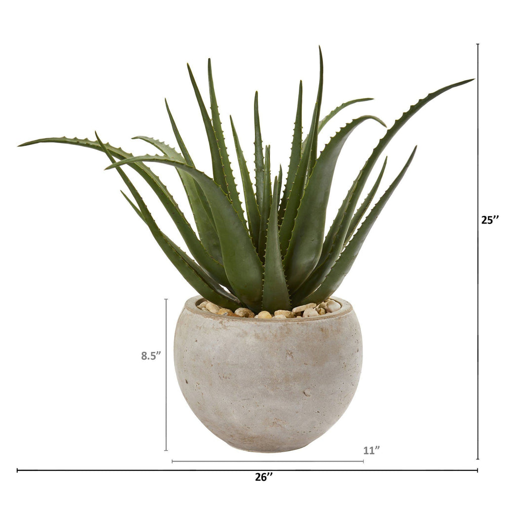 25” Aloe Artificial Plant in Sand Colored Planter