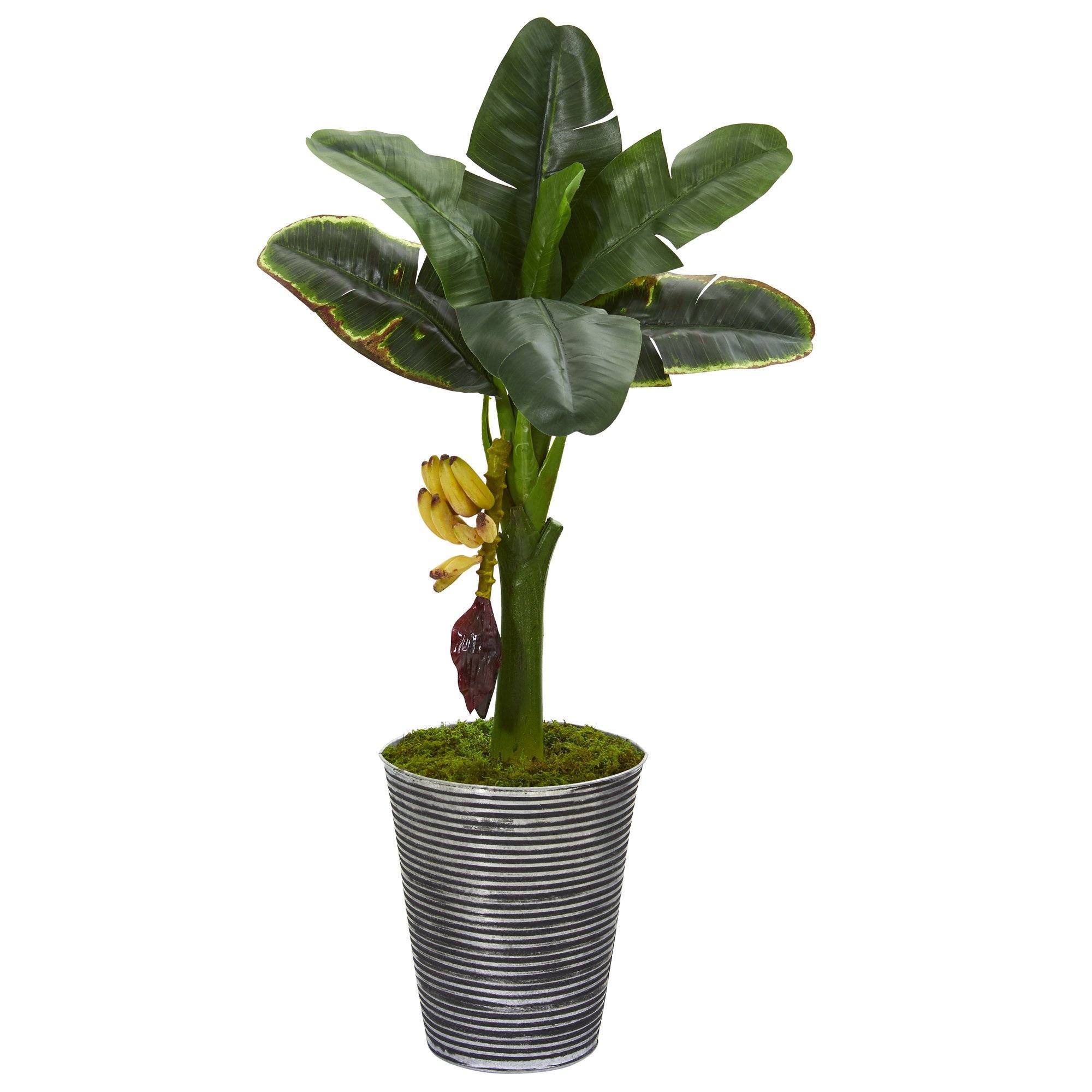 2.5’ Banana Artificial Tree in Decorative Tin Planter