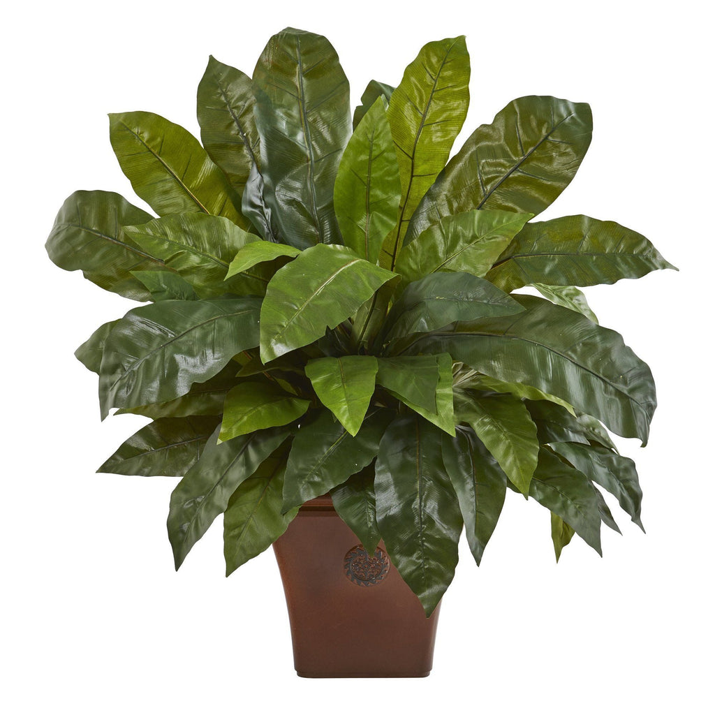 2.5’ Bird’s Nest Fern Artificial Plant in Brown Planter