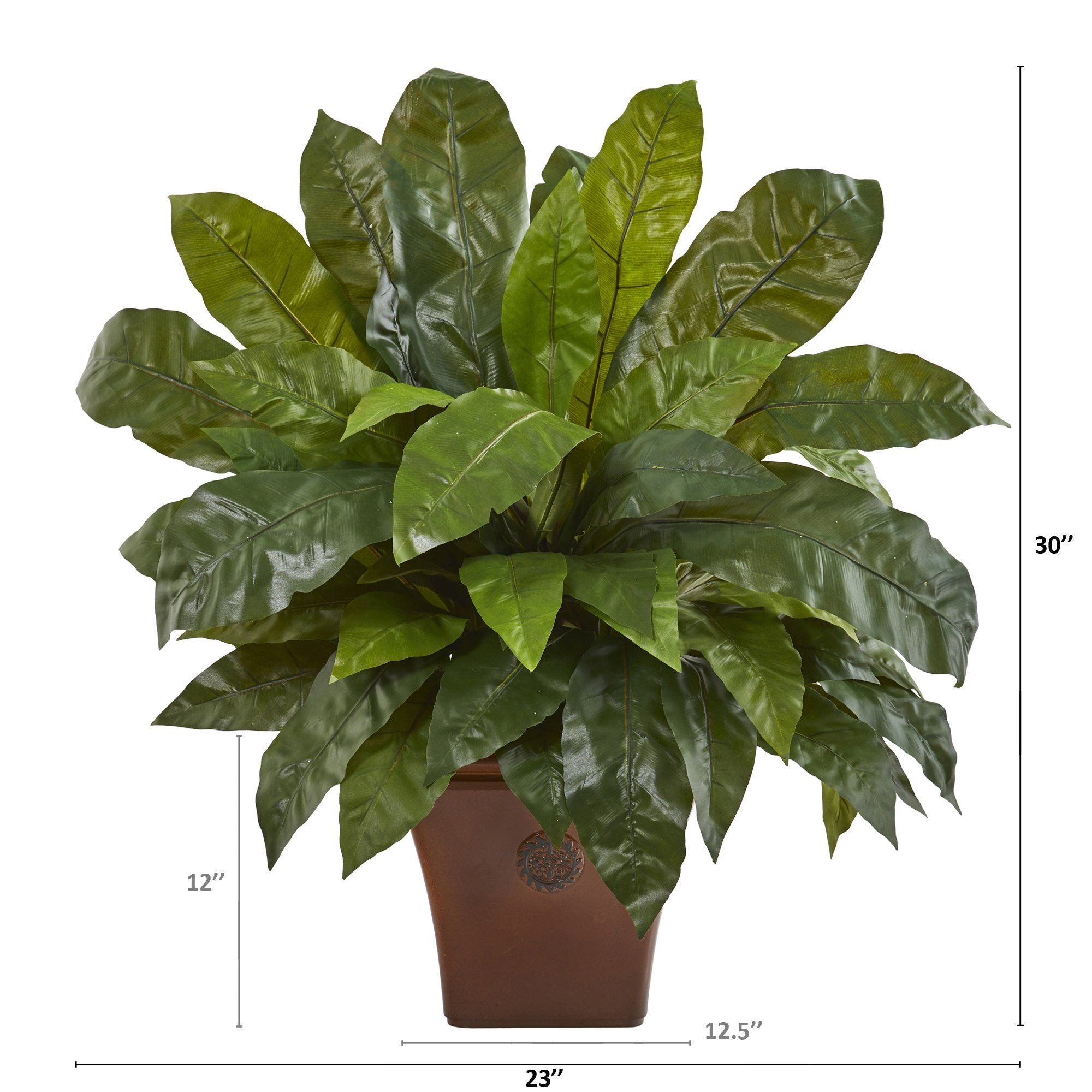 2.5’ Bird’s Nest Fern Artificial Plant in Brown Planter