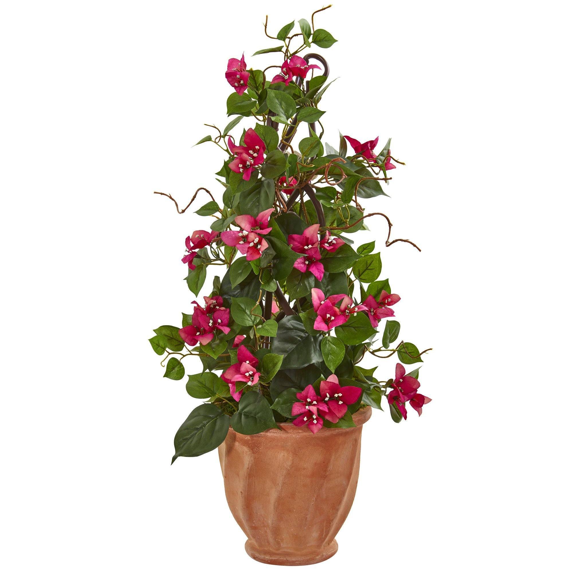 25” Bougainvillea Artificial Climbing Plant in Terra Cotta Planter