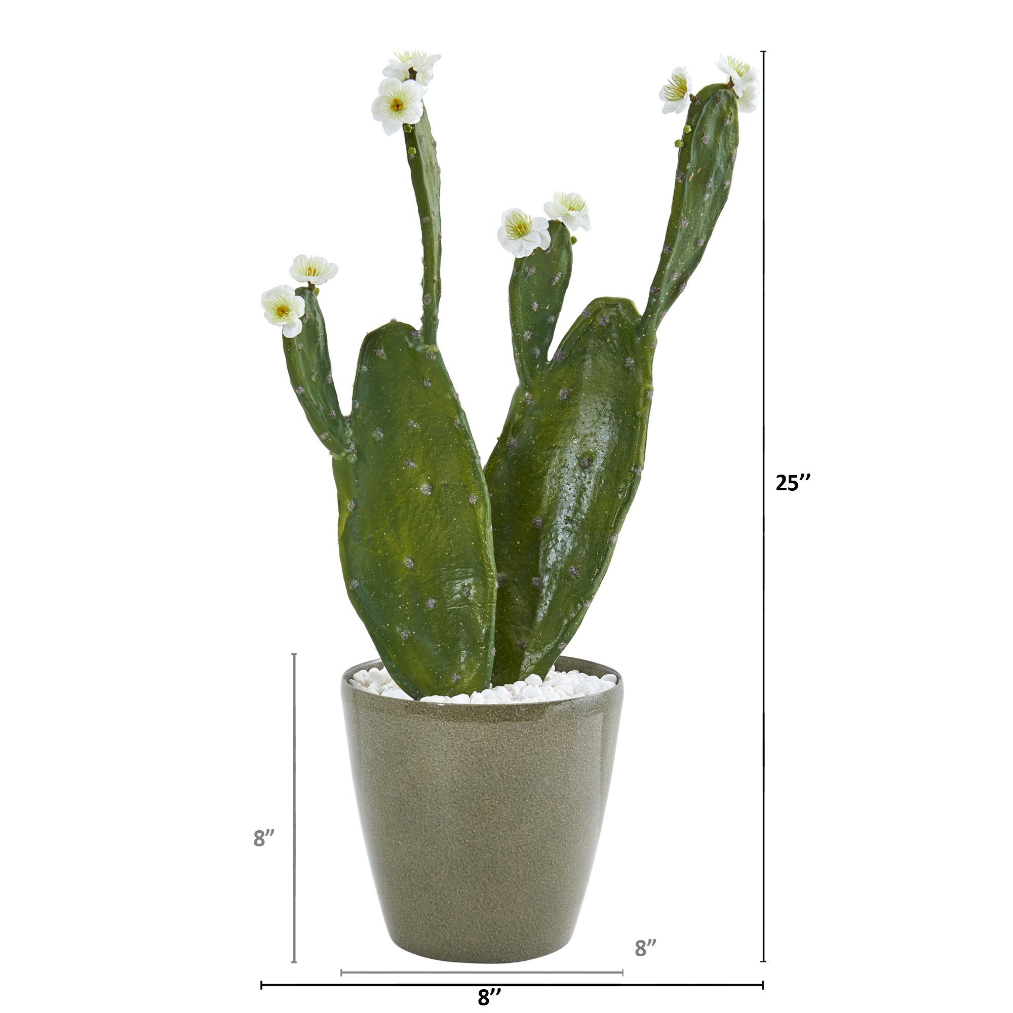 25” Flowering Cactus Artificial Plant in Green Planter