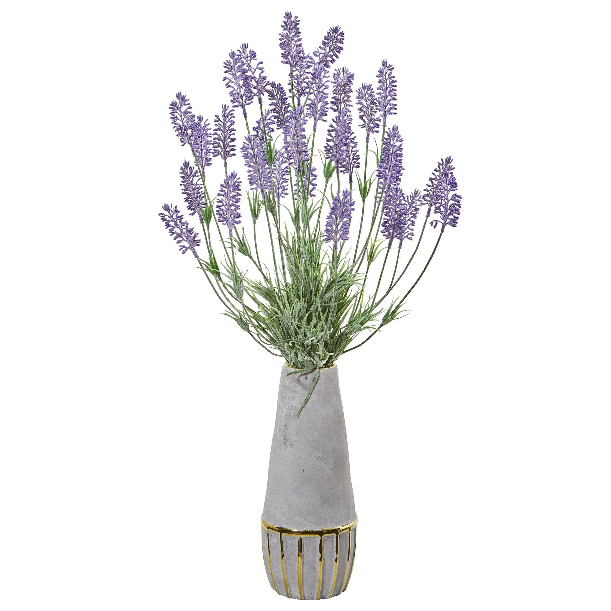 25” Lavender Artificial Plant in Vase with Gold Trimming