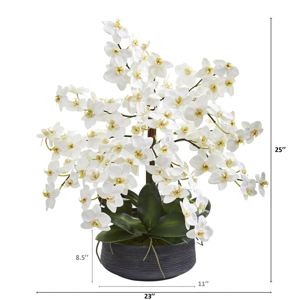 25” Phalaenopsis Orchid Artificial Arrangement in Decorative Bowl