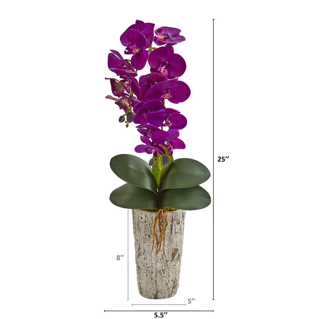 25” Phalaenopsis Orchid Artificial Arrangement in Weathered Oak Vase
