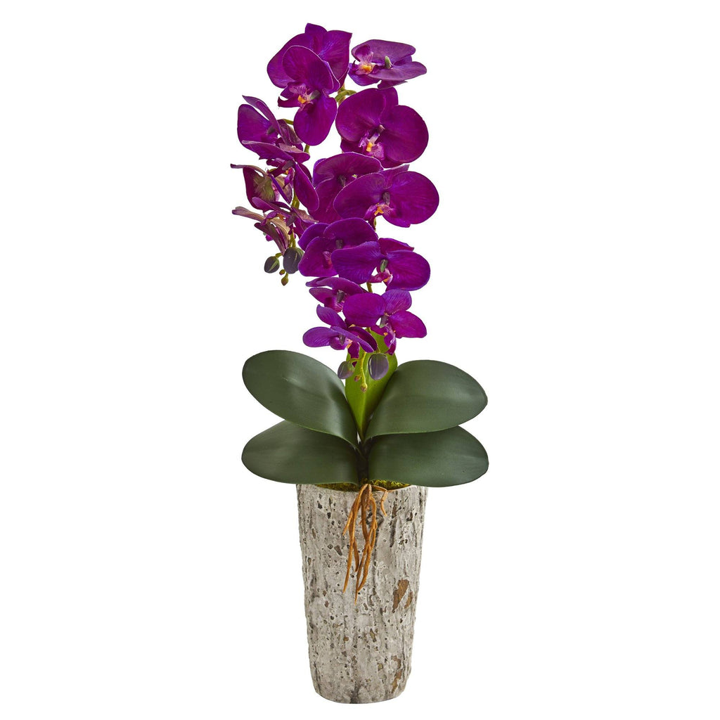 25” Phalaenopsis Orchid Artificial Arrangement in Weathered Oak Vase