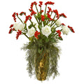 25” Silk Rose Artificial Arrangement in Designer Gold Vase