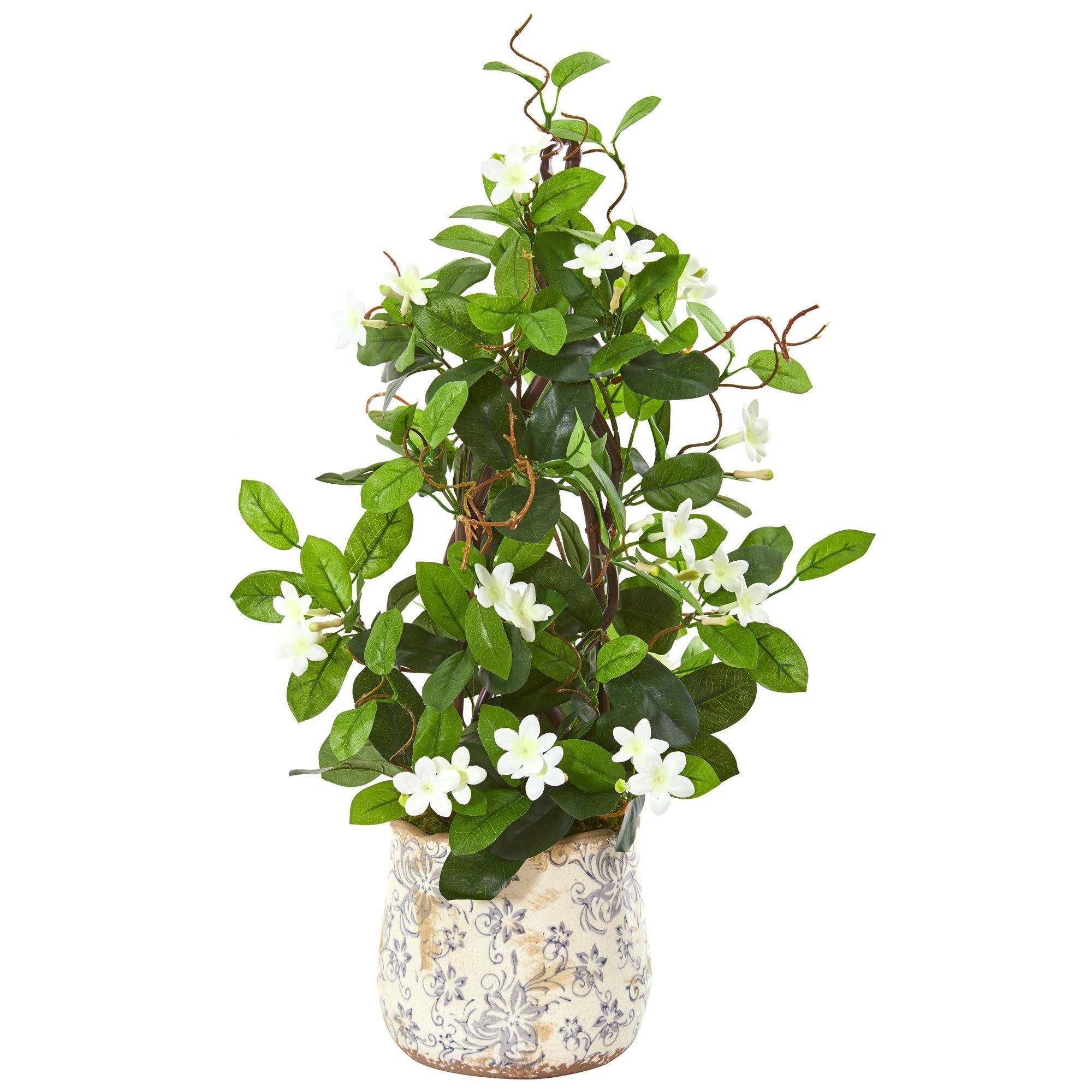 25” Stephanotis Artificial Climbing Plant in Decorative Planter