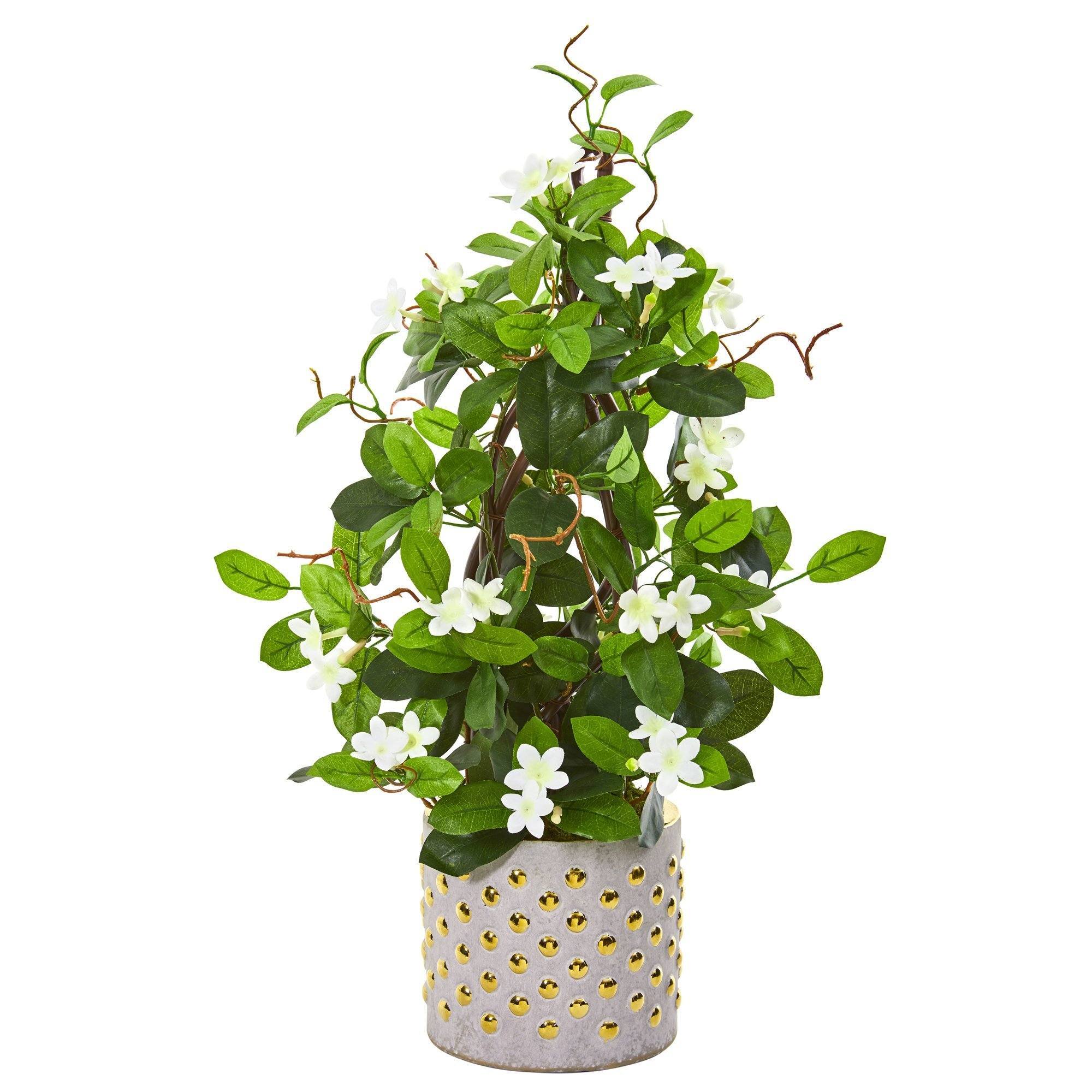 25” Stephanotis Artificial Climbing Plant in Designer Planter