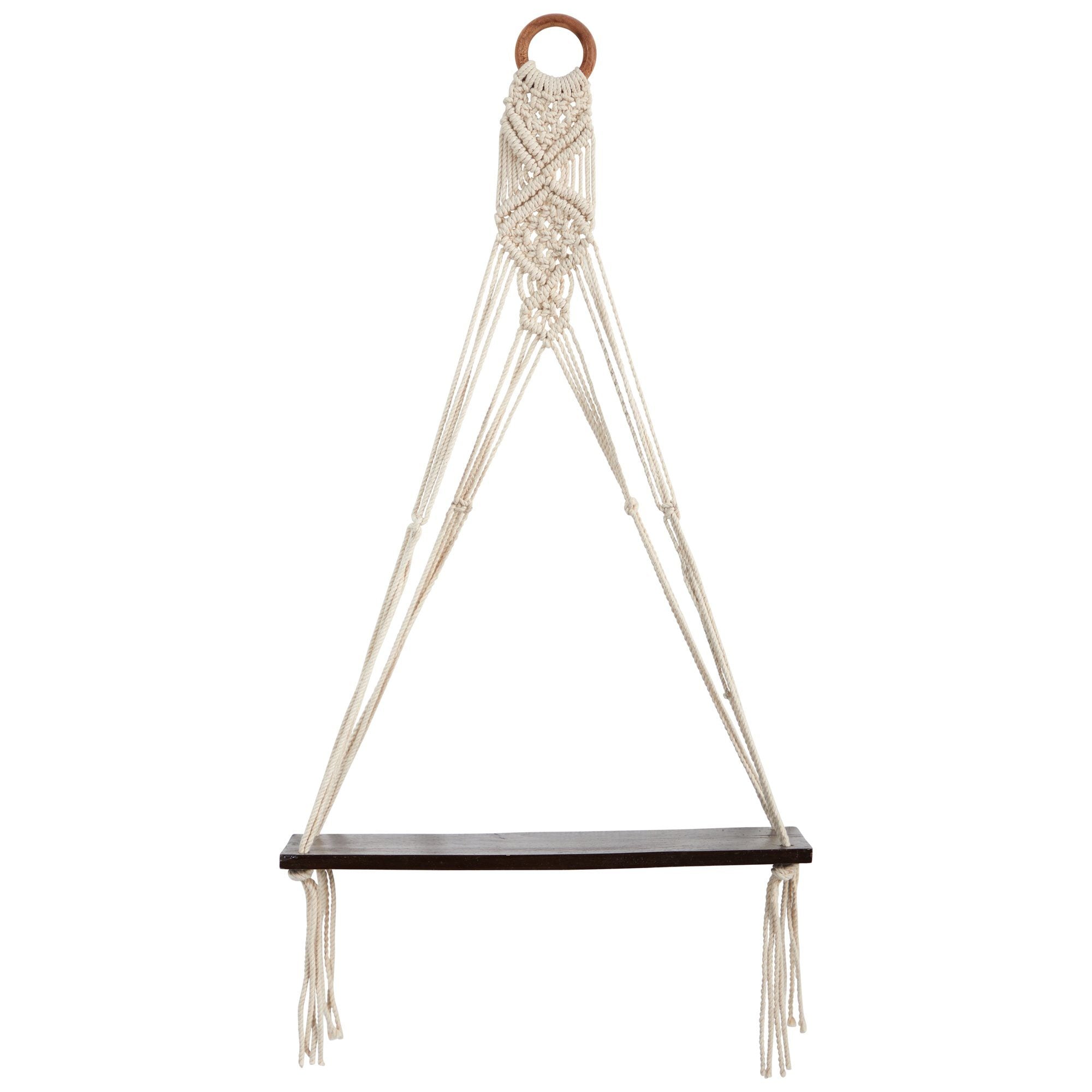 25” x 16” Macrame Wall Hanging with Wooden Shelf