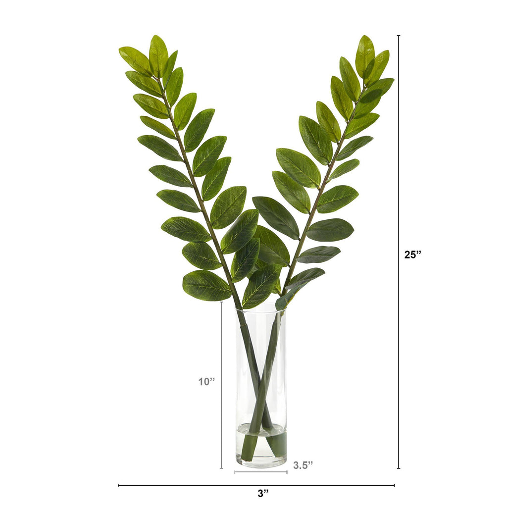 25” Zamioculcas Artificial Plant in Glass Planter