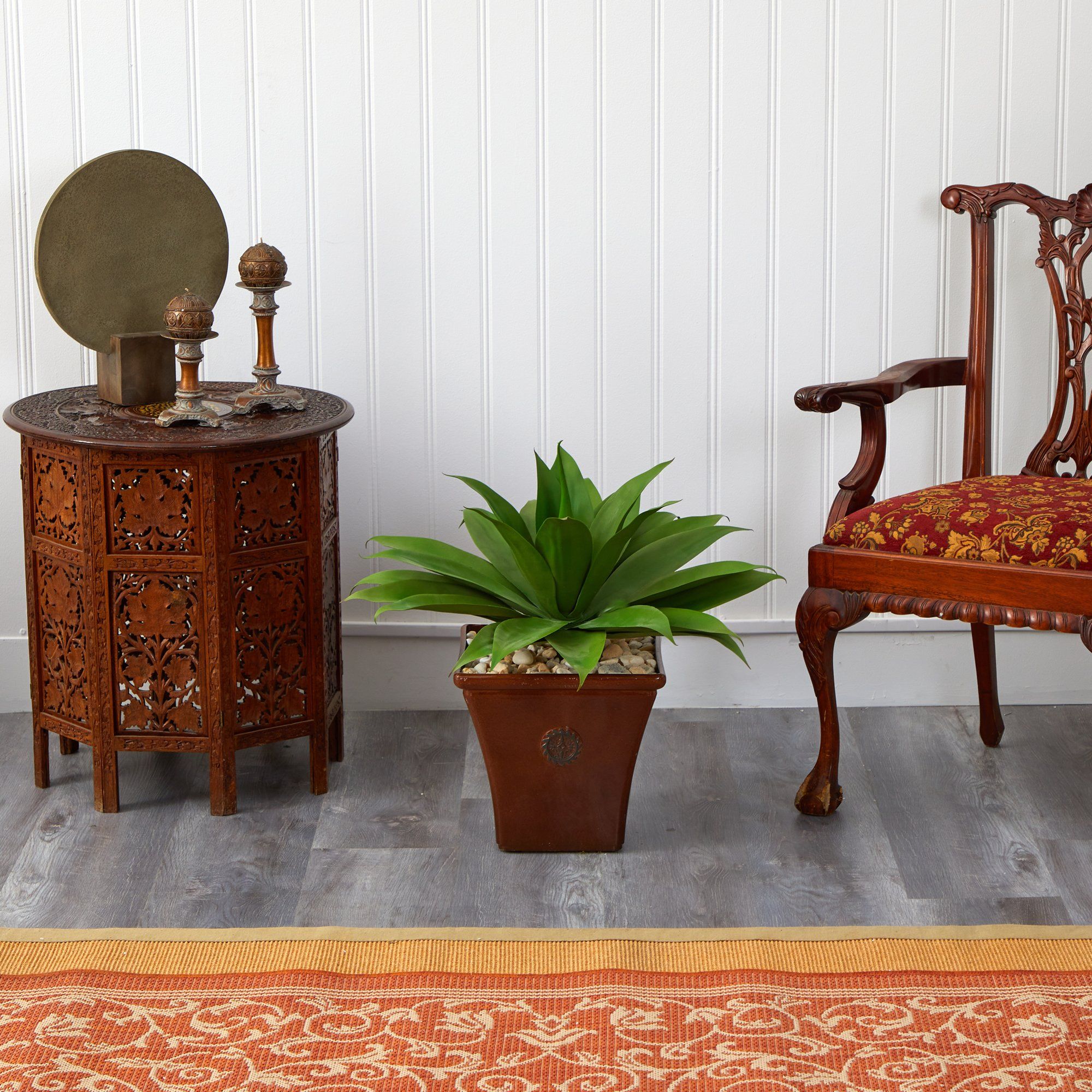 26” Agave Succulent Artificial Plant in Brown Planter