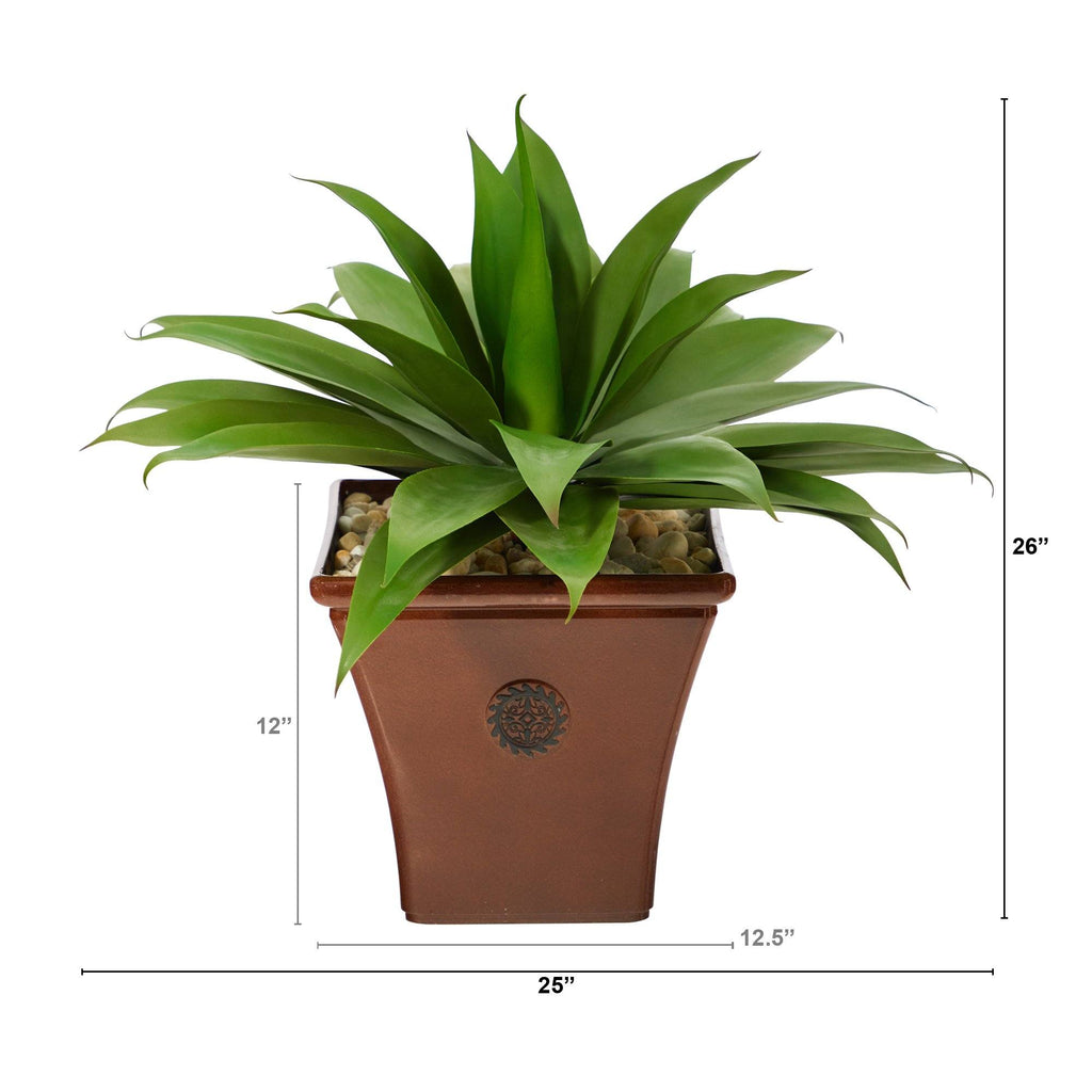 26” Agave Succulent Artificial Plant in Brown Planter