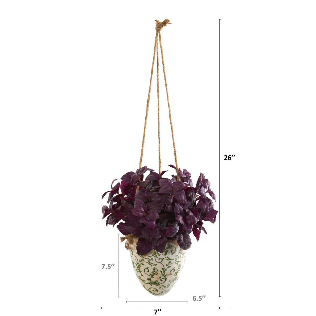 26” Basil Artificial Plant in Hanging Vase
