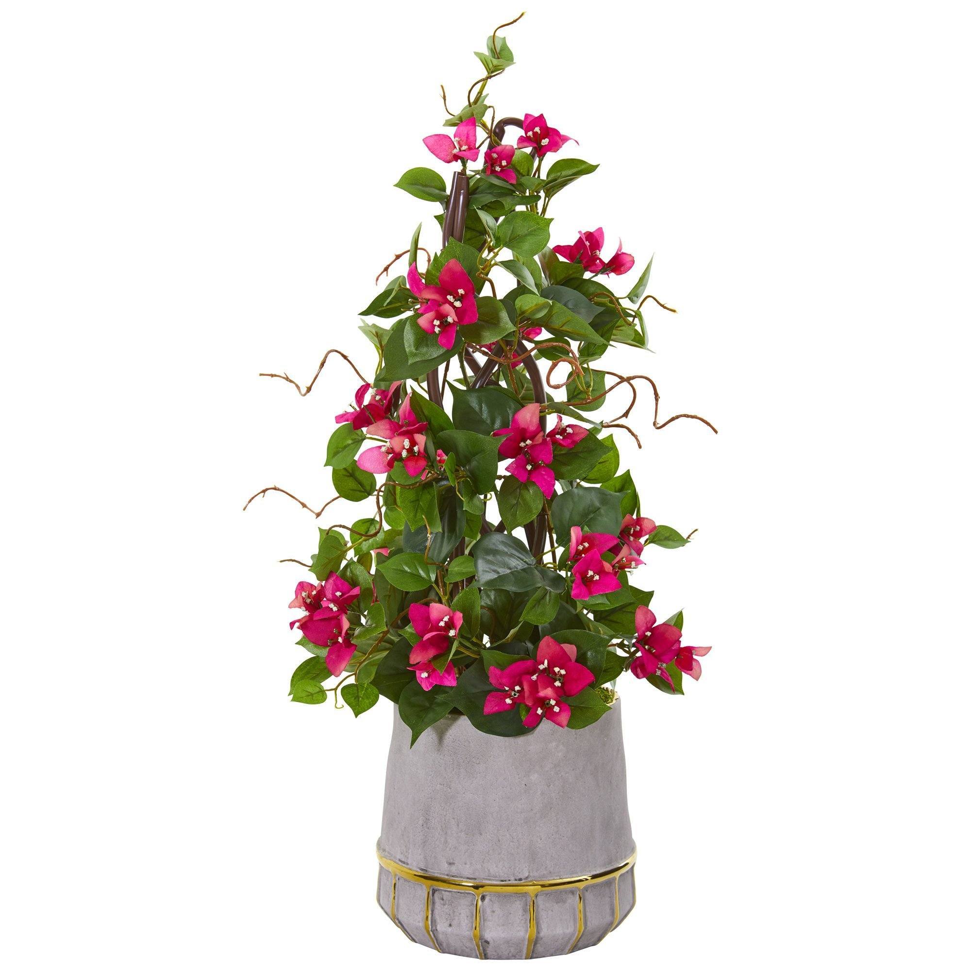 26” Bougainvillea Artificial Plant in Stoneware Planter